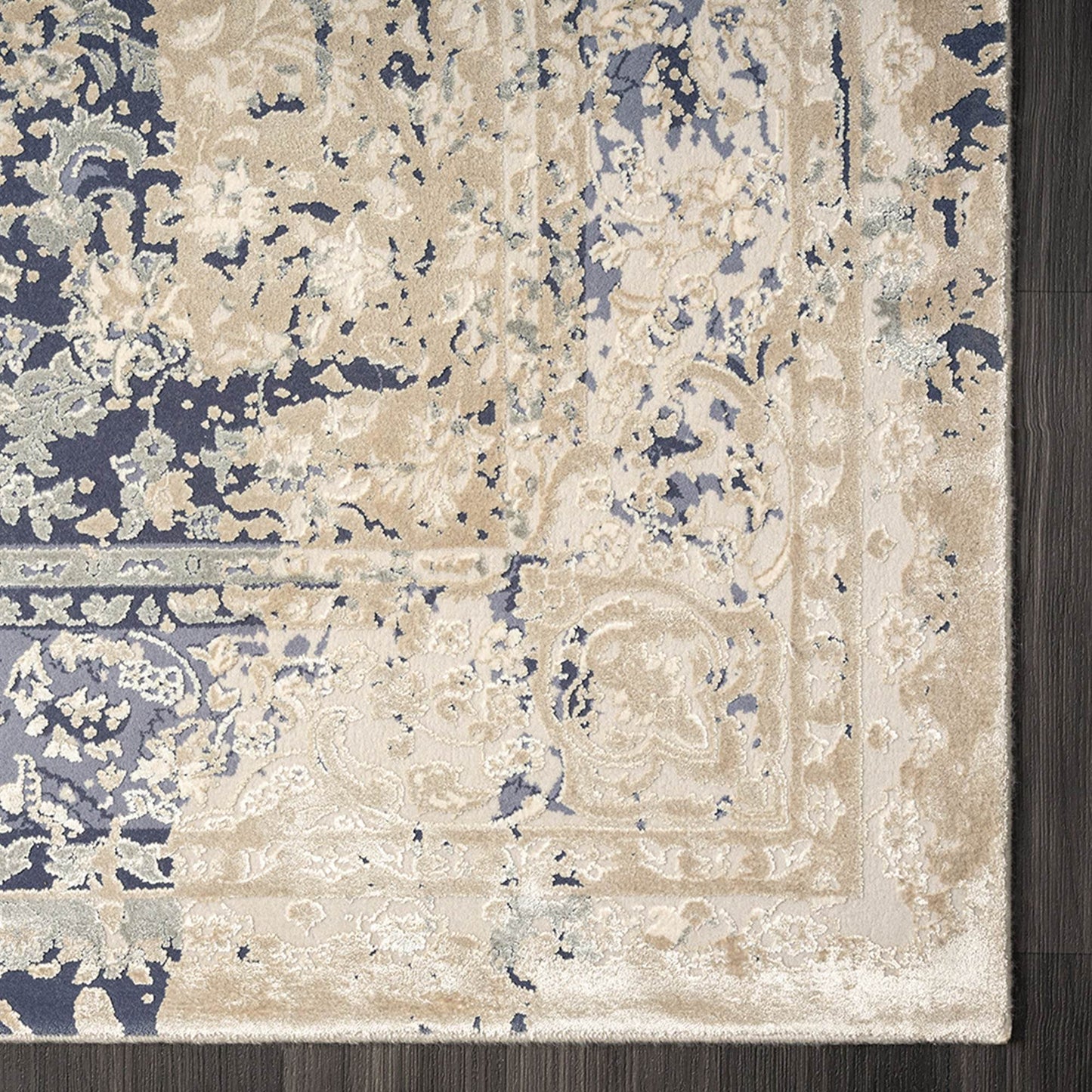 7' Blue Floral Runner Rug - Loft&Timber