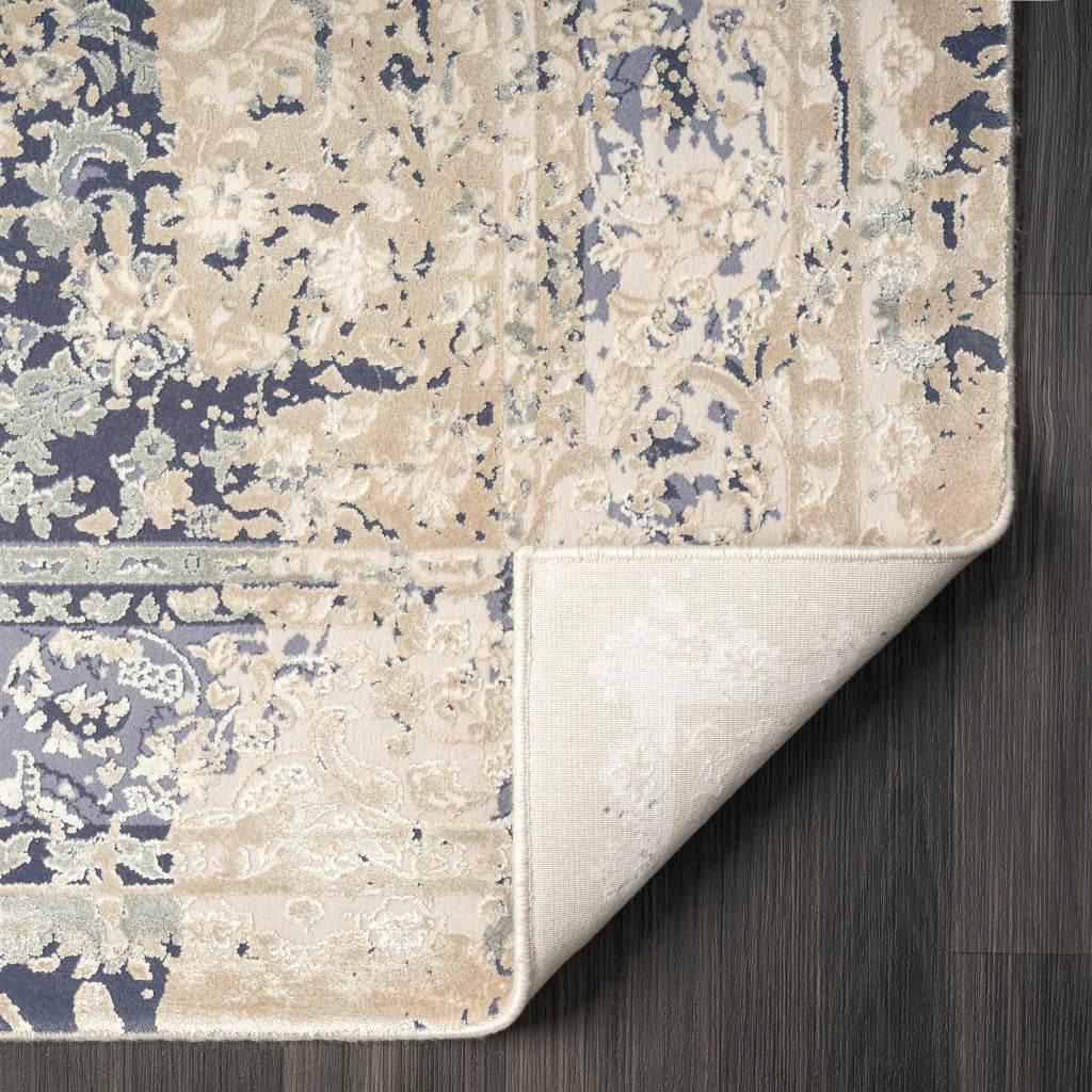 7' Blue Floral Runner Rug - Loft&Timber