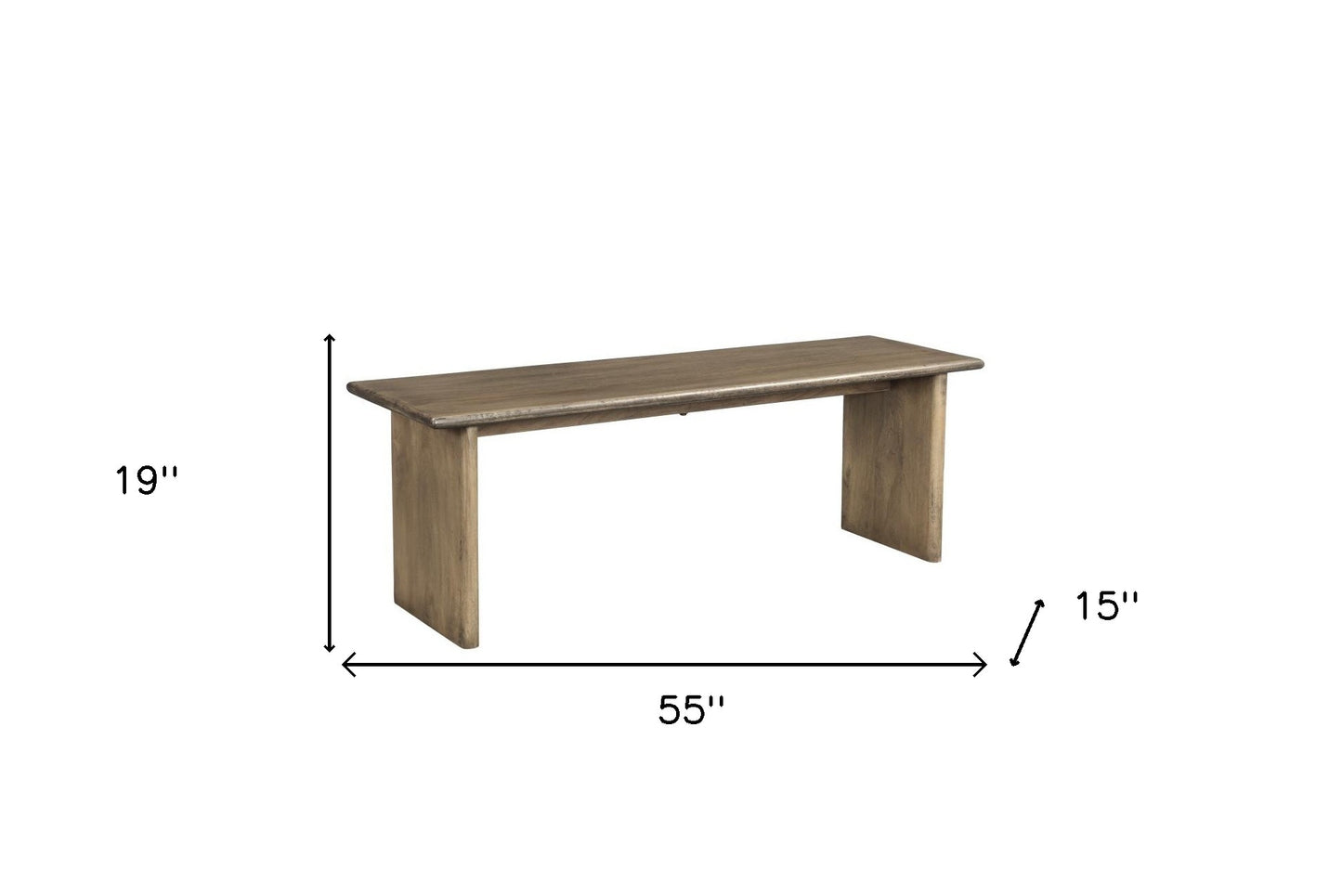 55" Brown Solid Wood Dining Bench - Loft&Timber
