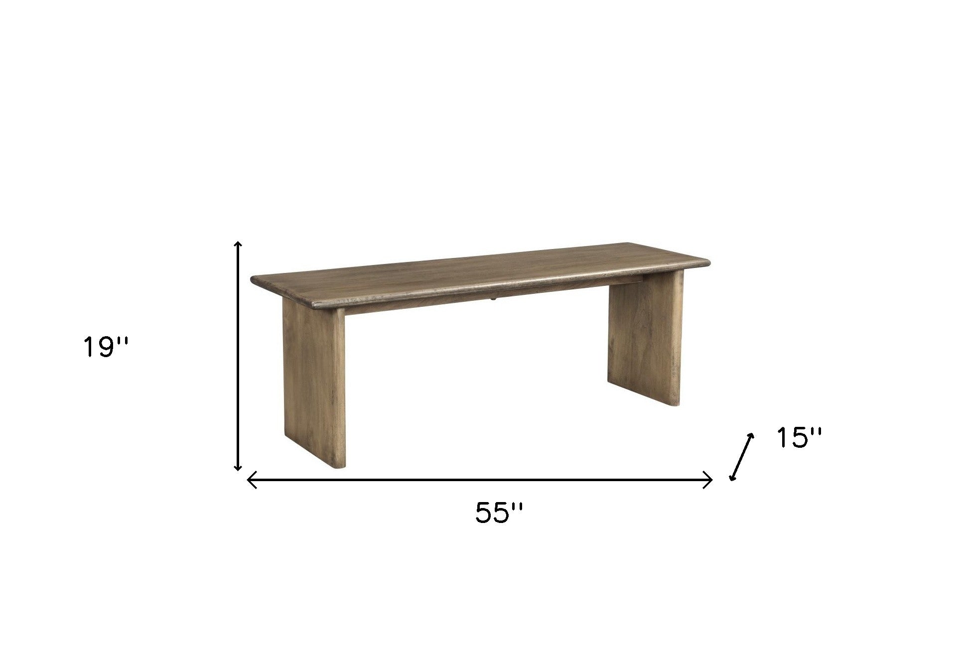 55" Brown Solid Wood Dining Bench - Loft&Timber