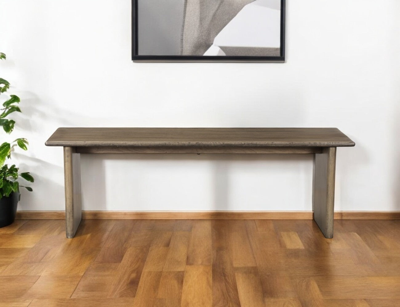 55" Brown Solid Wood Dining Bench - Loft&Timber
