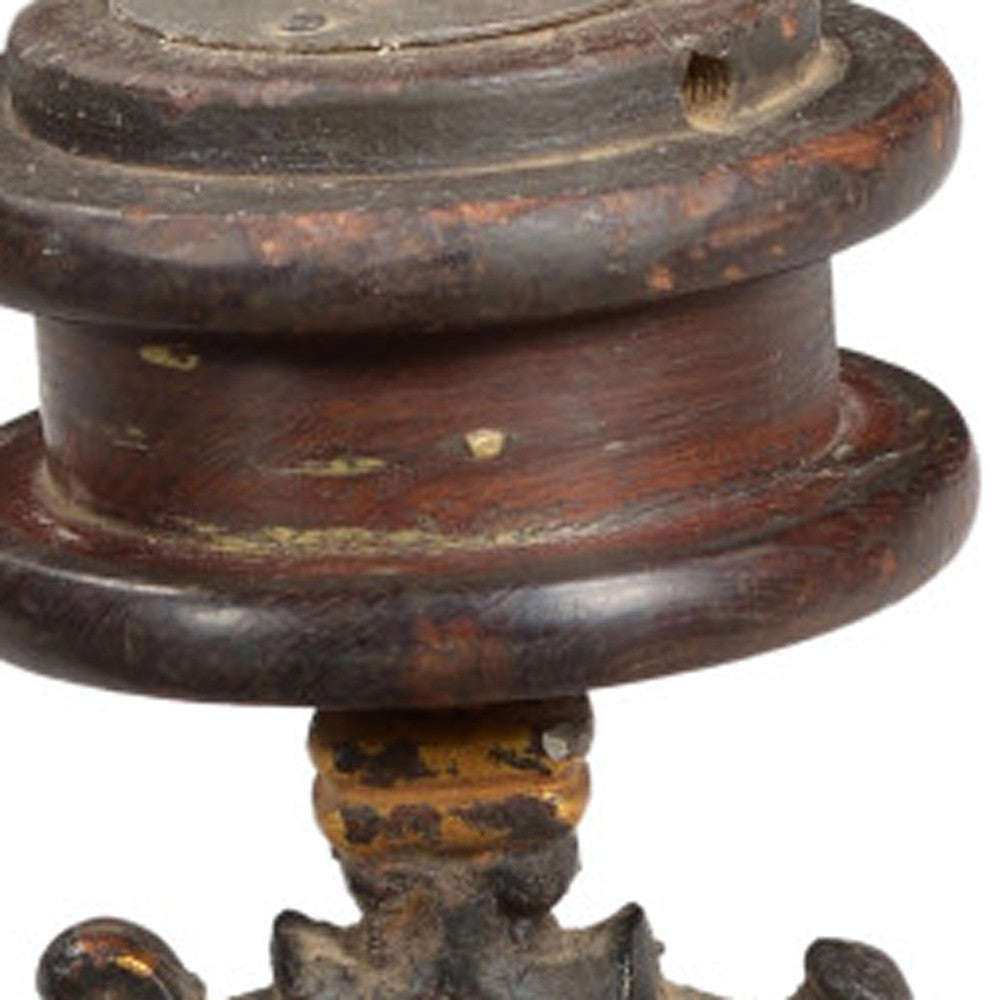 16" Black Distressed Floral Metal Tabletop Tealight Candle Holder - Loft&Timber