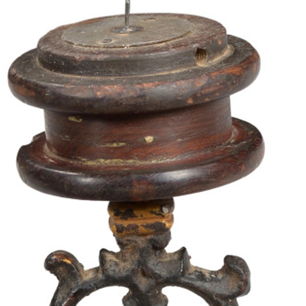 16" Black Distressed Floral Metal Tabletop Tealight Candle Holder - Loft&Timber