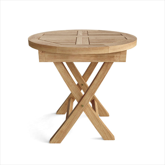 20" Natural Rounded Solid Wood Folding Outdoor Side Table-1