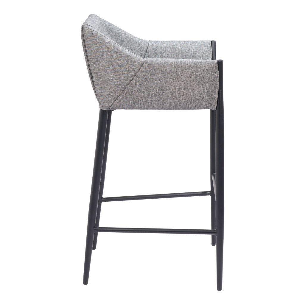 30" Slate Gray And Black Fabric And Steel Bar Height Bar Chair - Loft&Timber