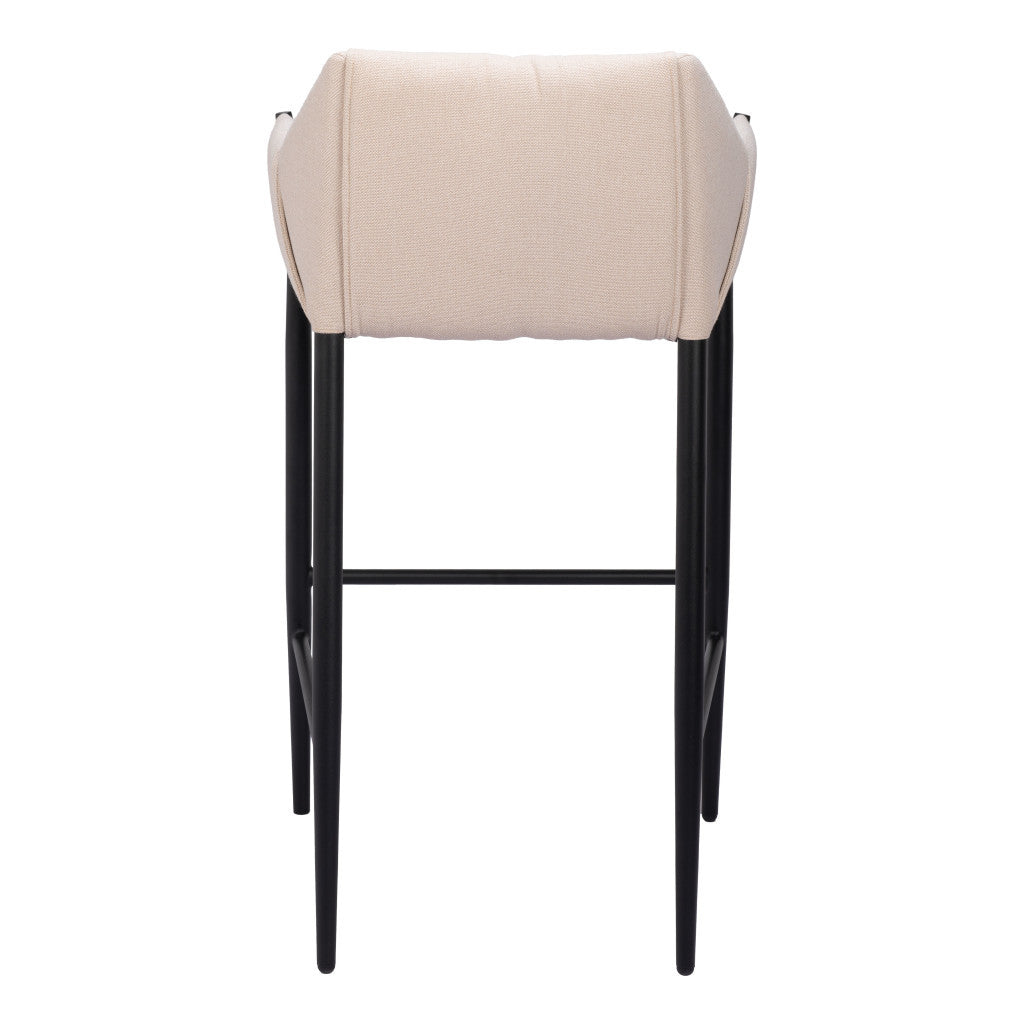 30" Beige And Black Fabric And Steel Bar Height Bar Chair - Loft&Timber