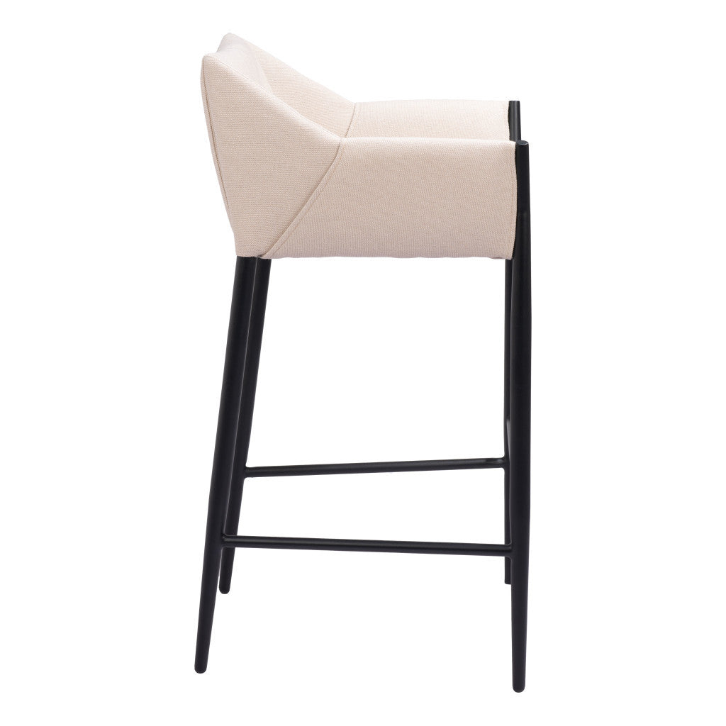 30" Beige And Black Fabric And Steel Bar Height Bar Chair - Loft&Timber