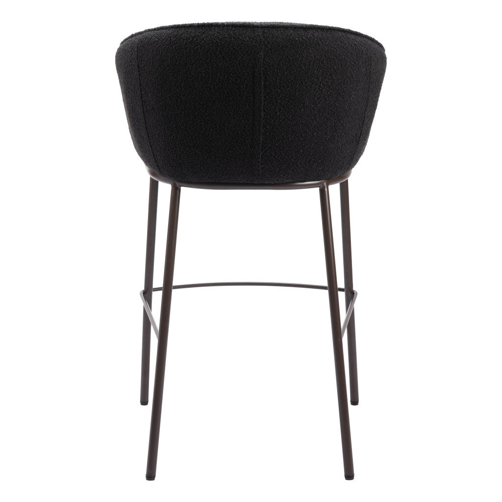 30" Black And Bronze Shearling And Steel Bar Height Bar Chair - Loft&Timber