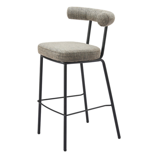 30" Green and Black Chenille and Steel Low Back Bar Height Bar Chair - Loft&Timber