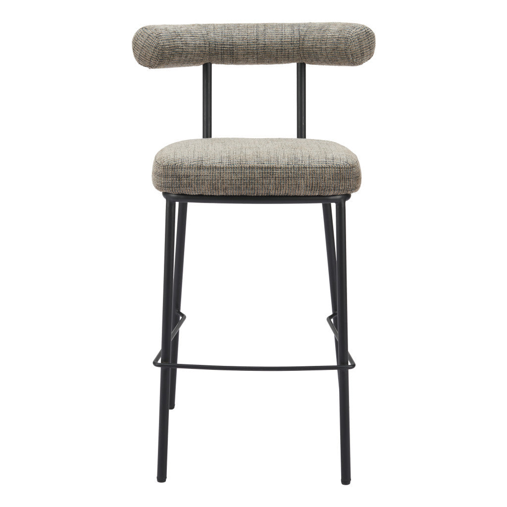 30" Green and Black Chenille and Steel Low Back Bar Height Bar Chair - Loft&Timber