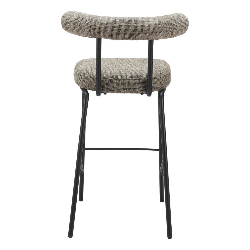 30" Green and Black Chenille and Steel Low Back Bar Height Bar Chair - Loft&Timber