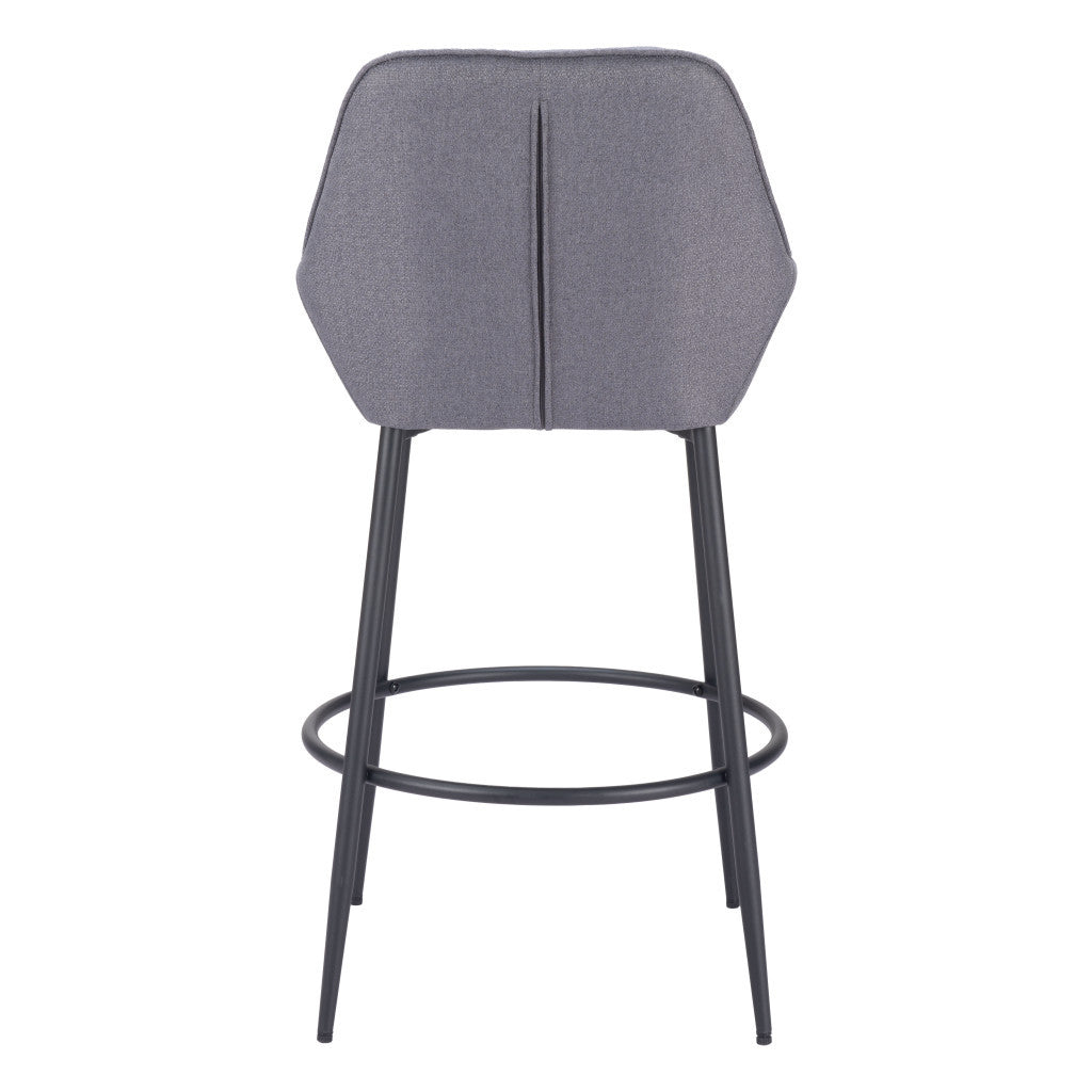 Set of Two 30" Gray And Black Fabric And Steel Bar Height Bar Chairs - Loft&Timber