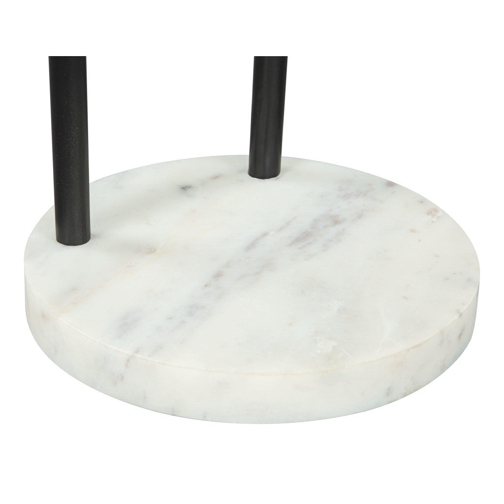 22" Black And White Iron And Marble Round C Table End Table - Loft&Timber