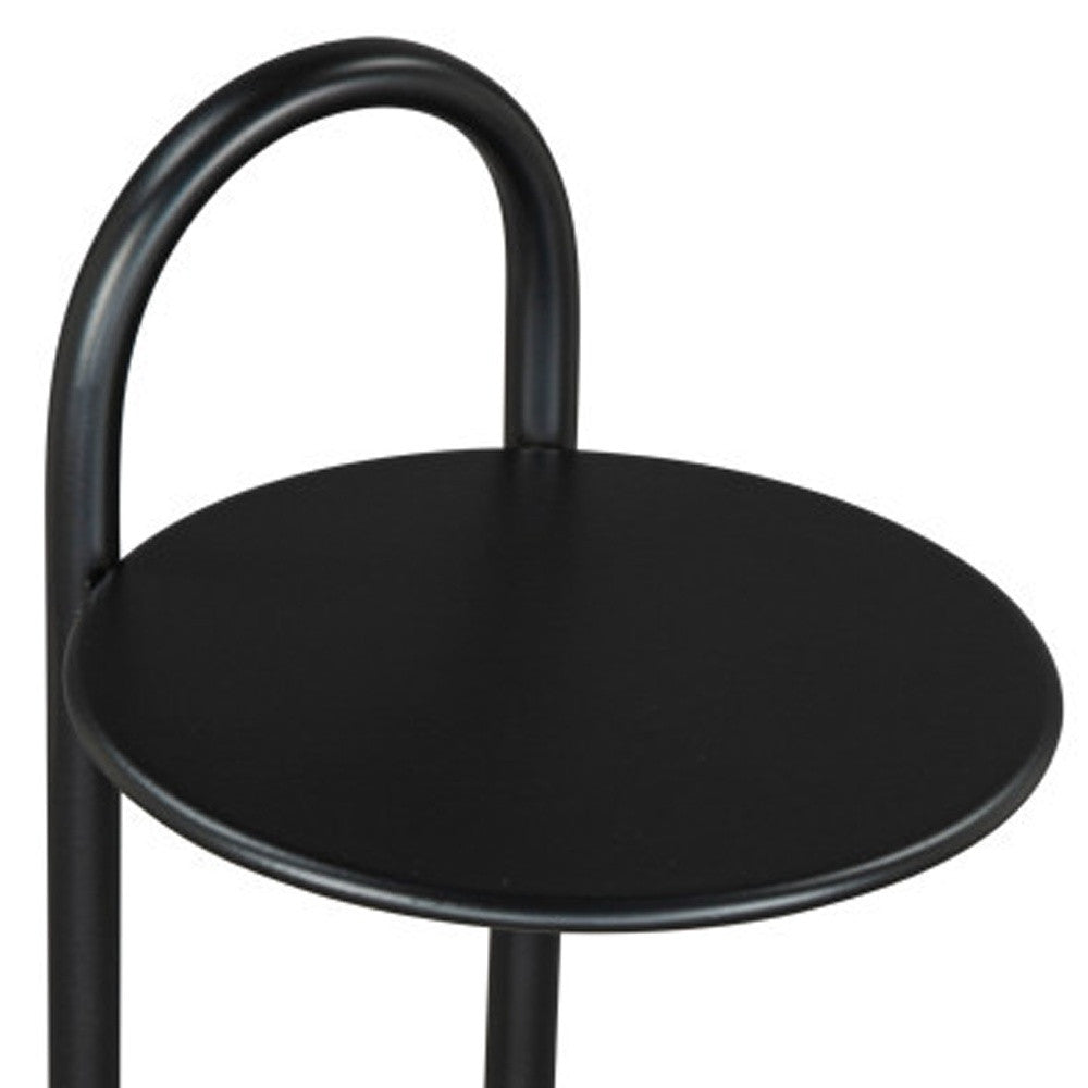 22" Black And White Iron And Marble Round C Table End Table - Loft&Timber