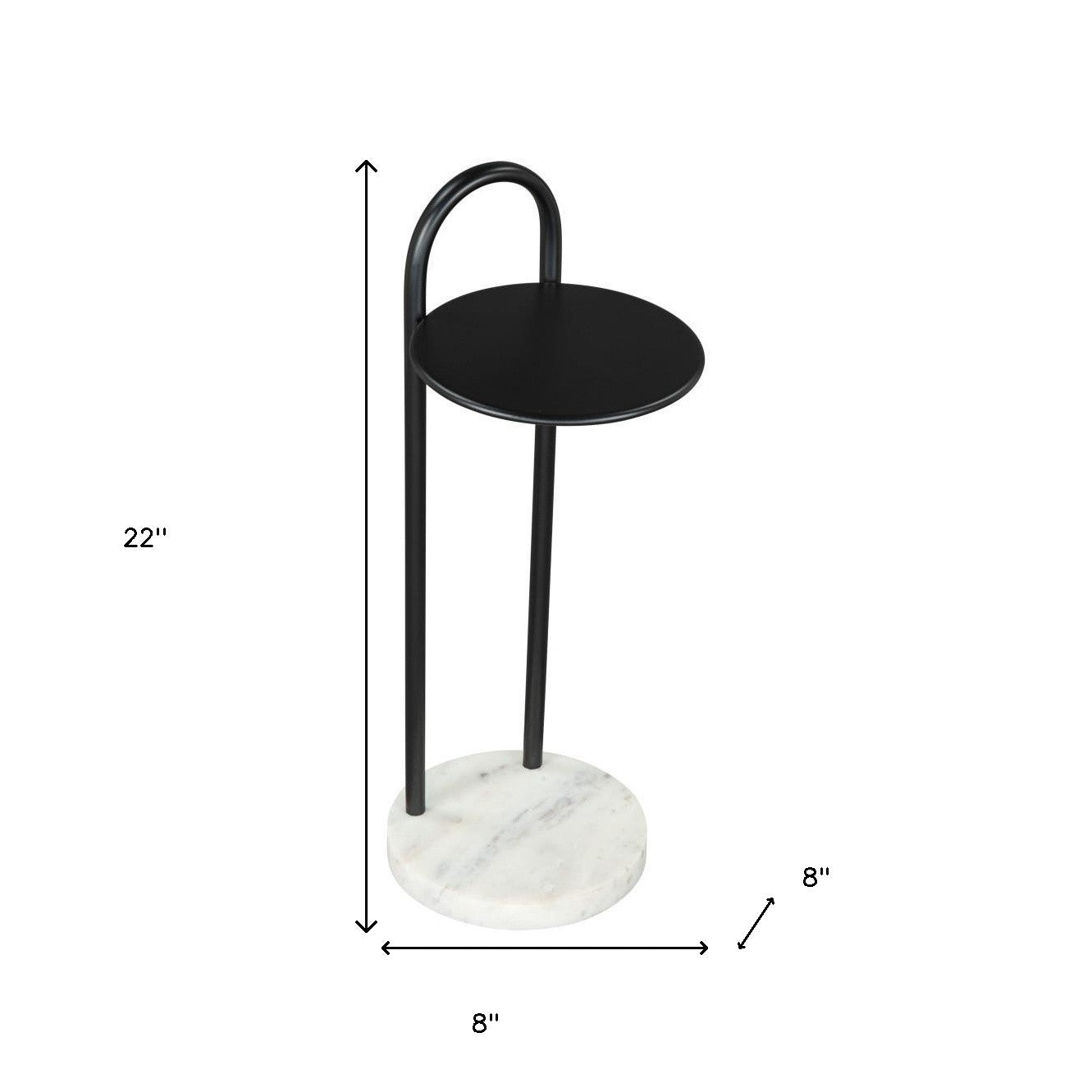 22" Black And White Iron And Marble Round C Table End Table - Loft&Timber