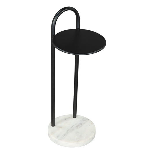 22" Black And White Iron And Marble Round C Table End Table - Loft&Timber