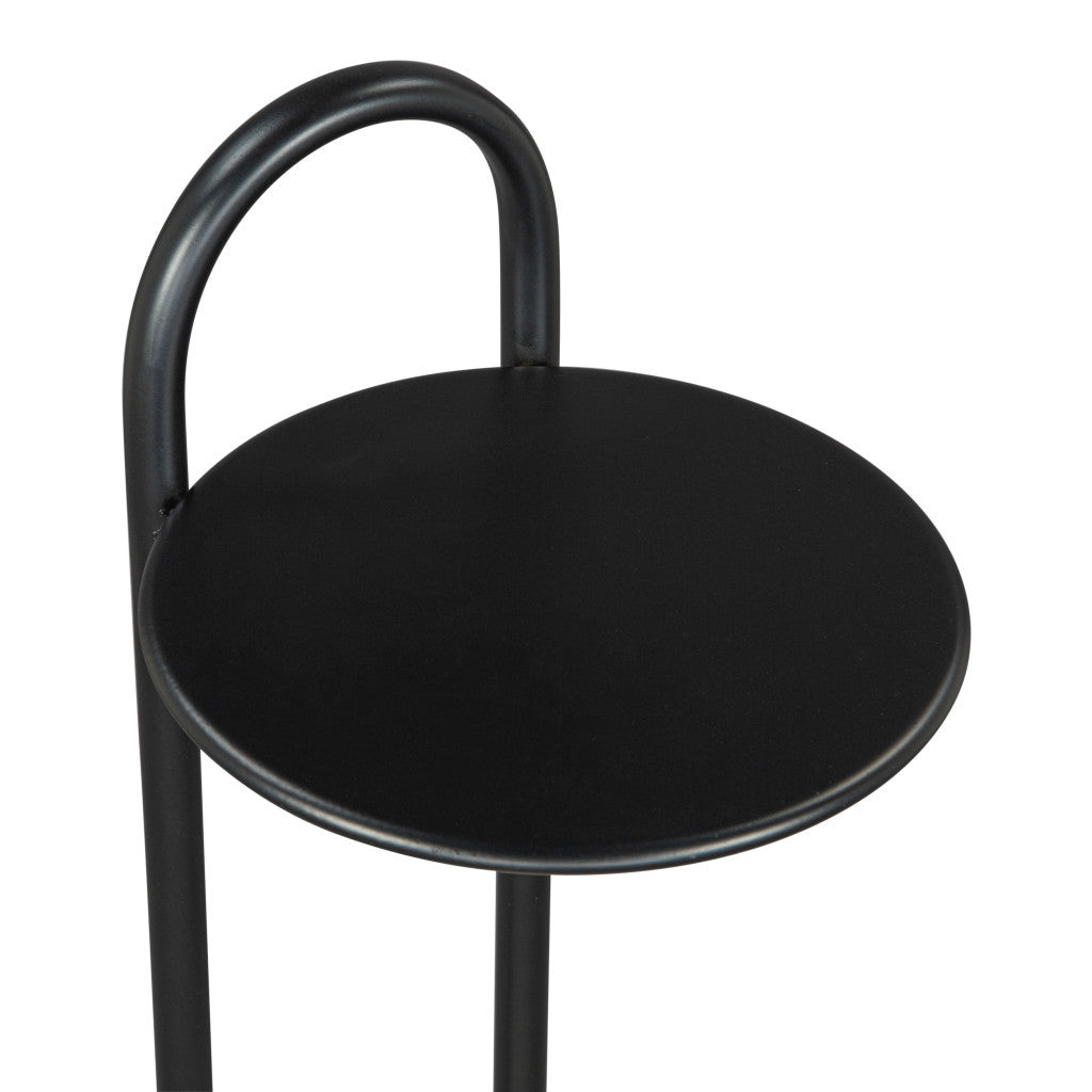 22" Black And White Iron And Marble Round C Table End Table - Loft&Timber