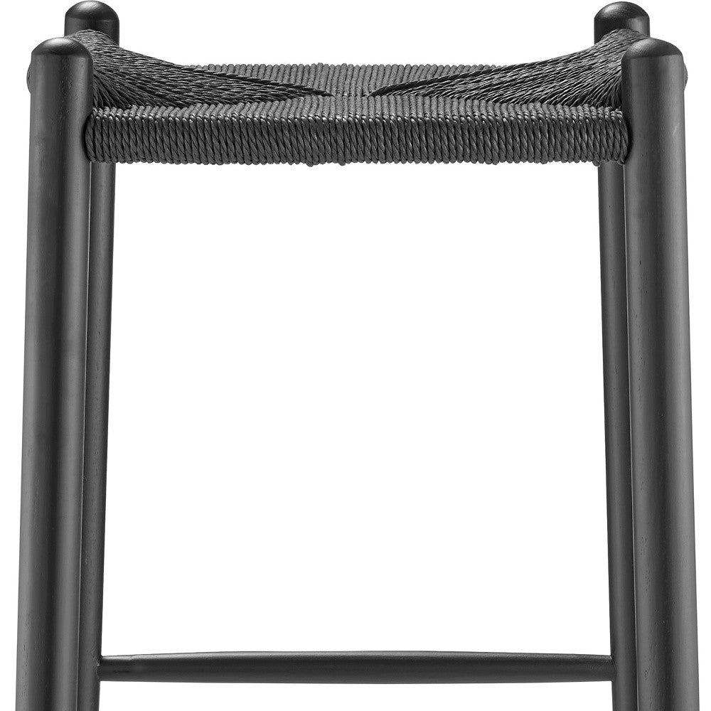 31" Black Rush and Solid Wood Backless Bar Height Bar Chair-7