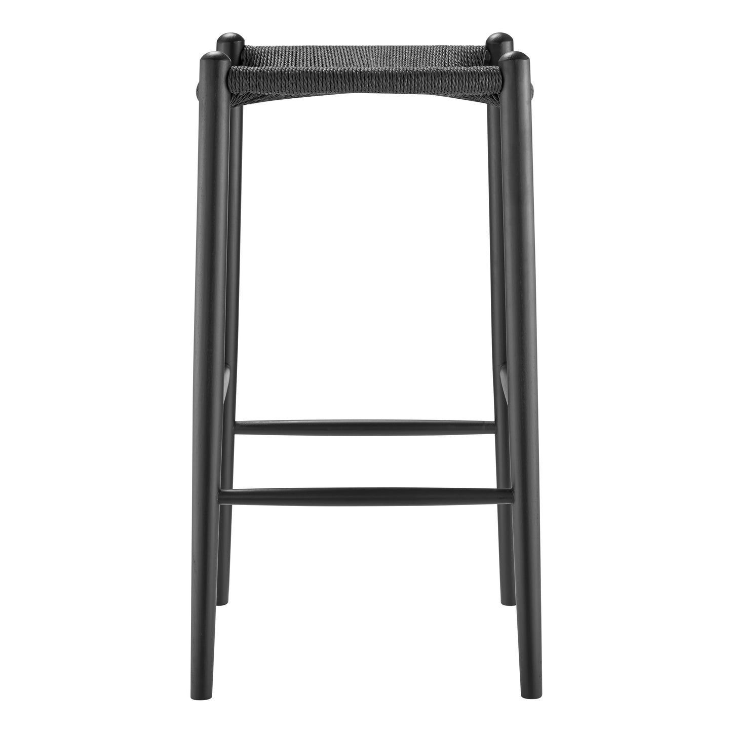 31" Black Rush and Solid Wood Backless Bar Height Bar Chair-4