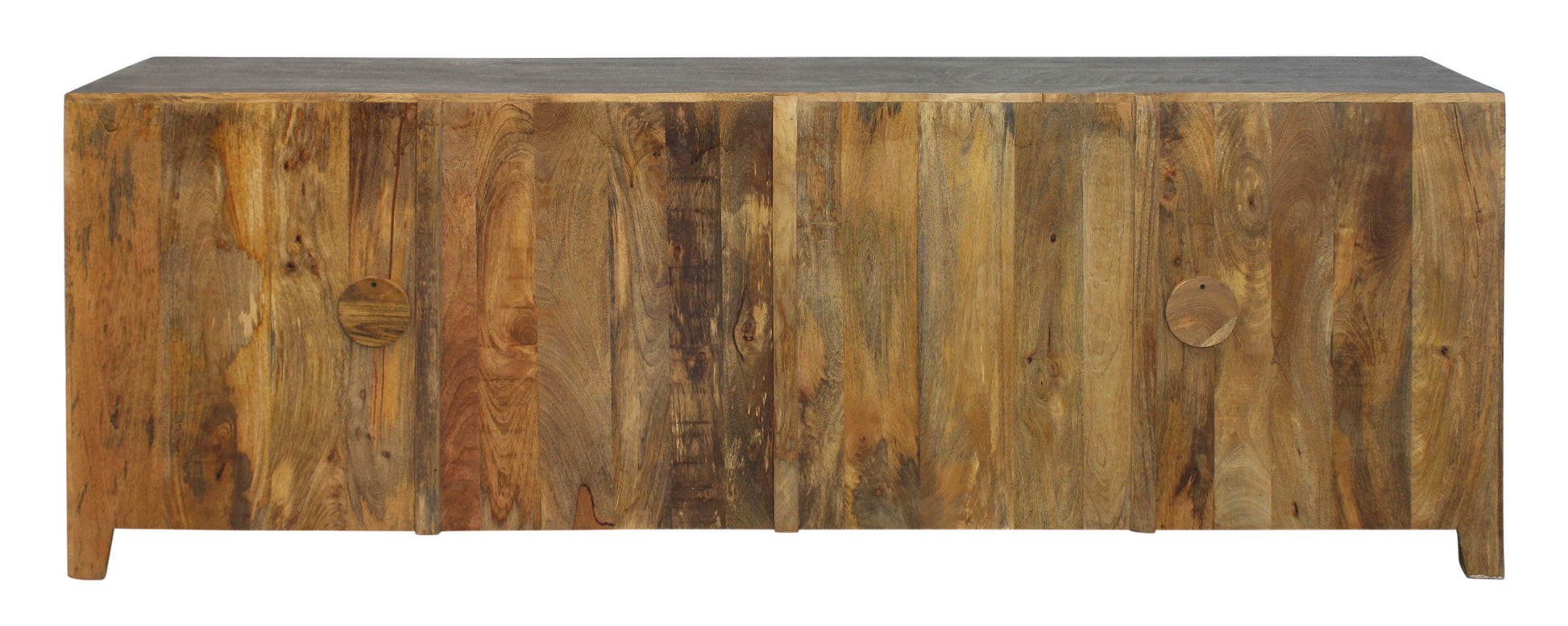 86" Dark Gray Carved Floral Distressed Solid Wood Enclosed Storage TV Stand-5