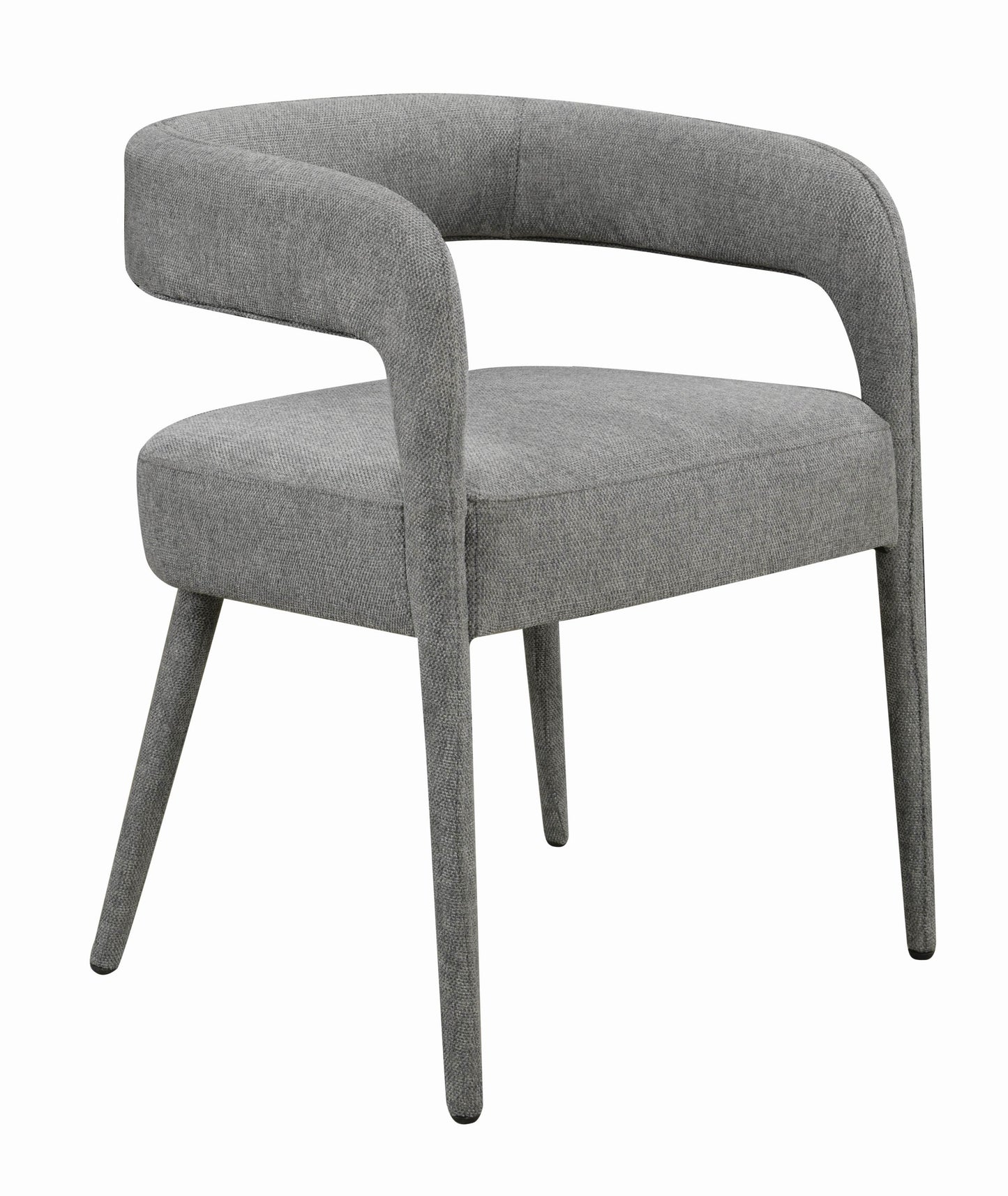 Set of Two Dark Gray Upholstered Linen Open Back Dining Side Chairs - Loft&Timber