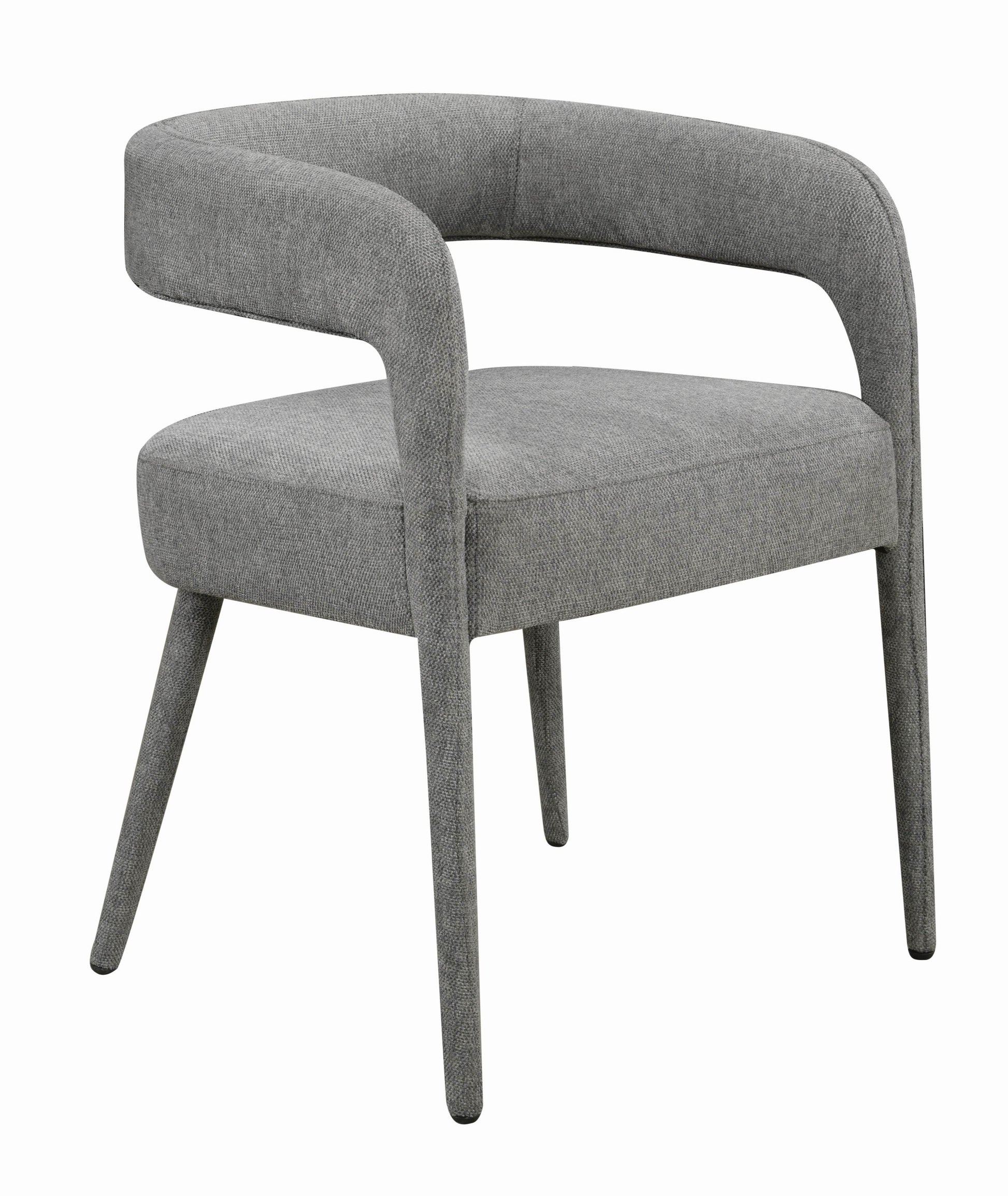 Set of Two Dark Gray Upholstered Linen Open Back Dining Side Chairs - Loft&Timber