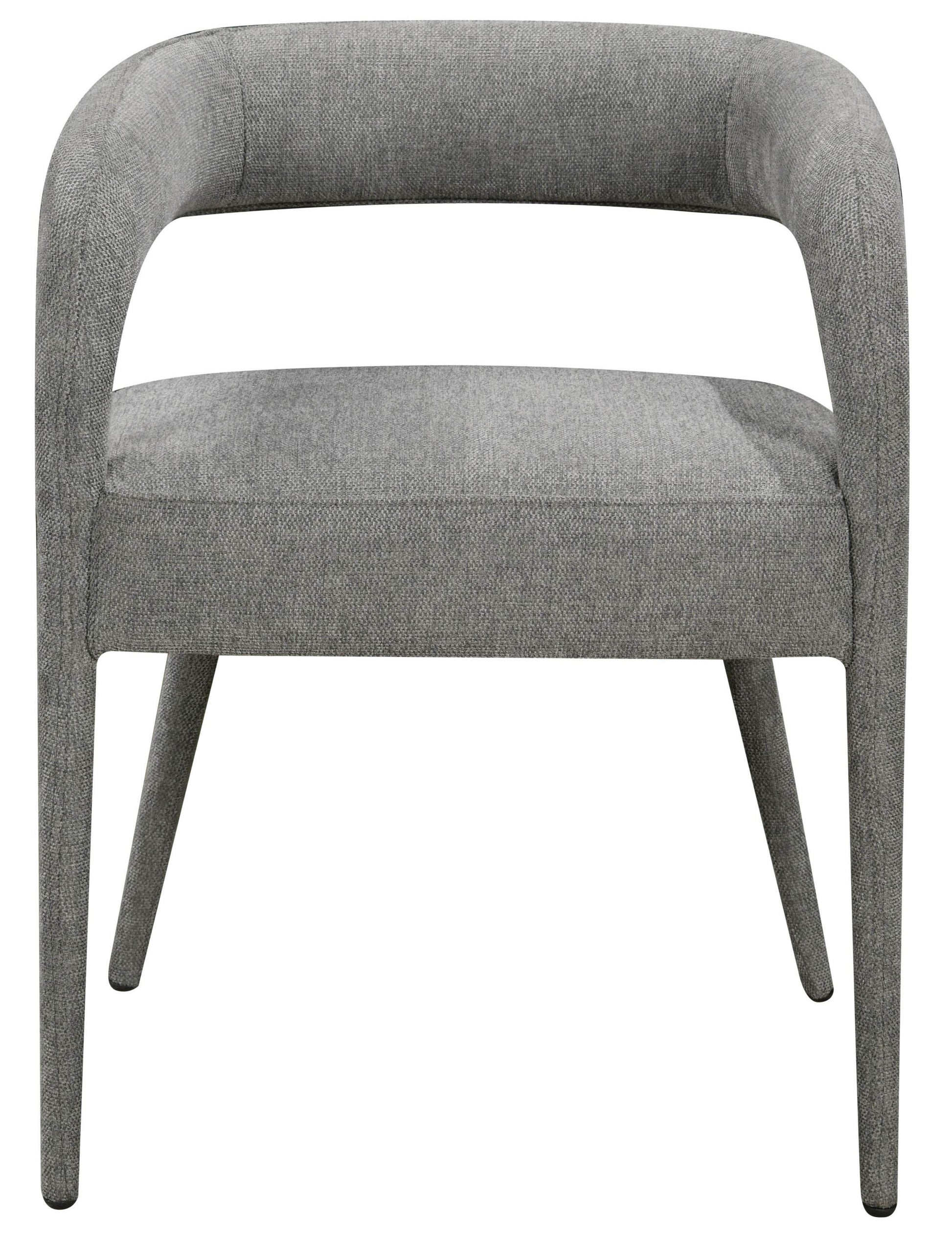 Set of Two Dark Gray Upholstered Linen Open Back Dining Side Chairs - Loft&Timber