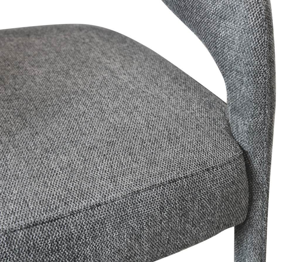 Set of Two Dark Gray Upholstered Linen Open Back Dining Side Chairs - Loft&Timber