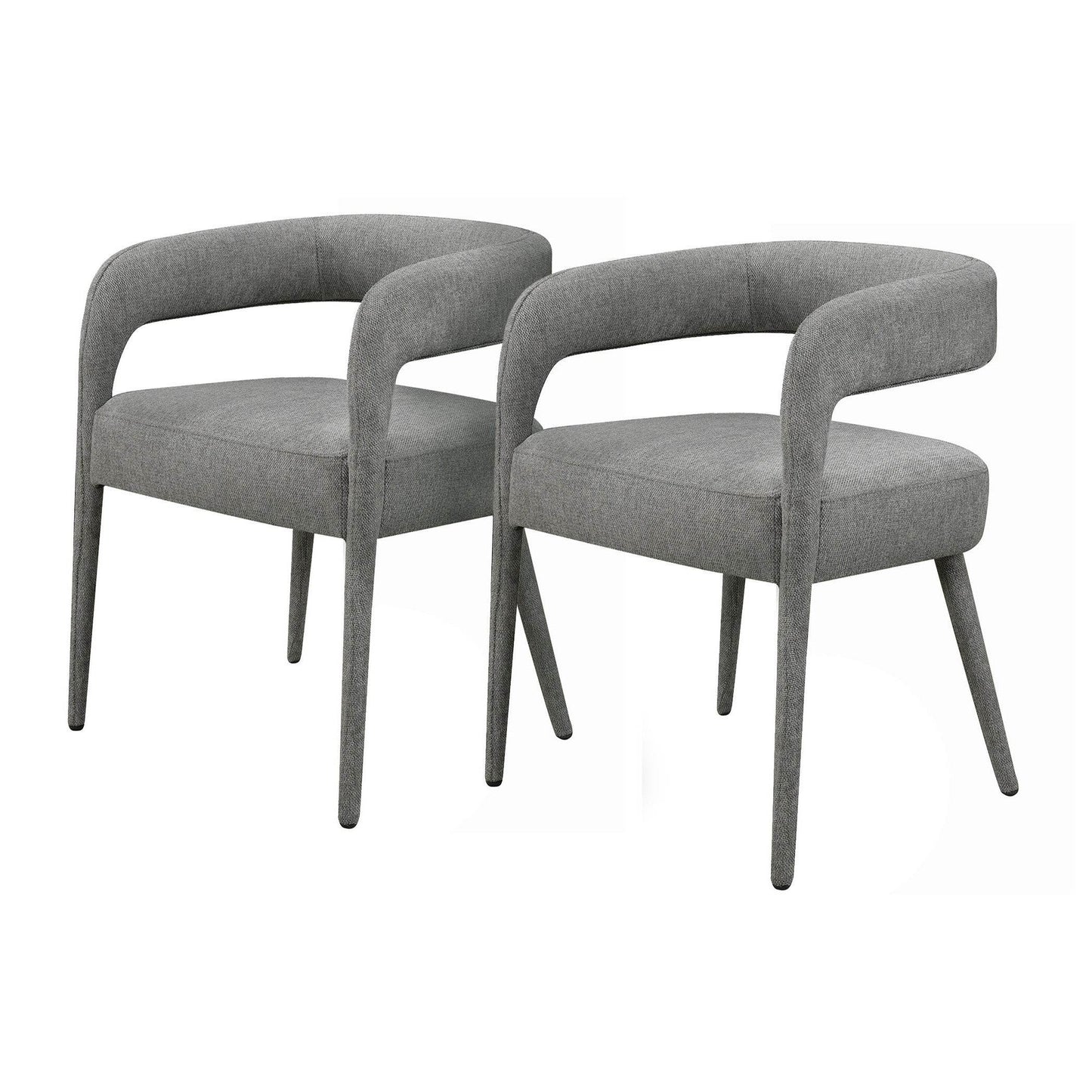 Set of Two Dark Gray Upholstered Linen Open Back Dining Side Chairs - Loft&Timber