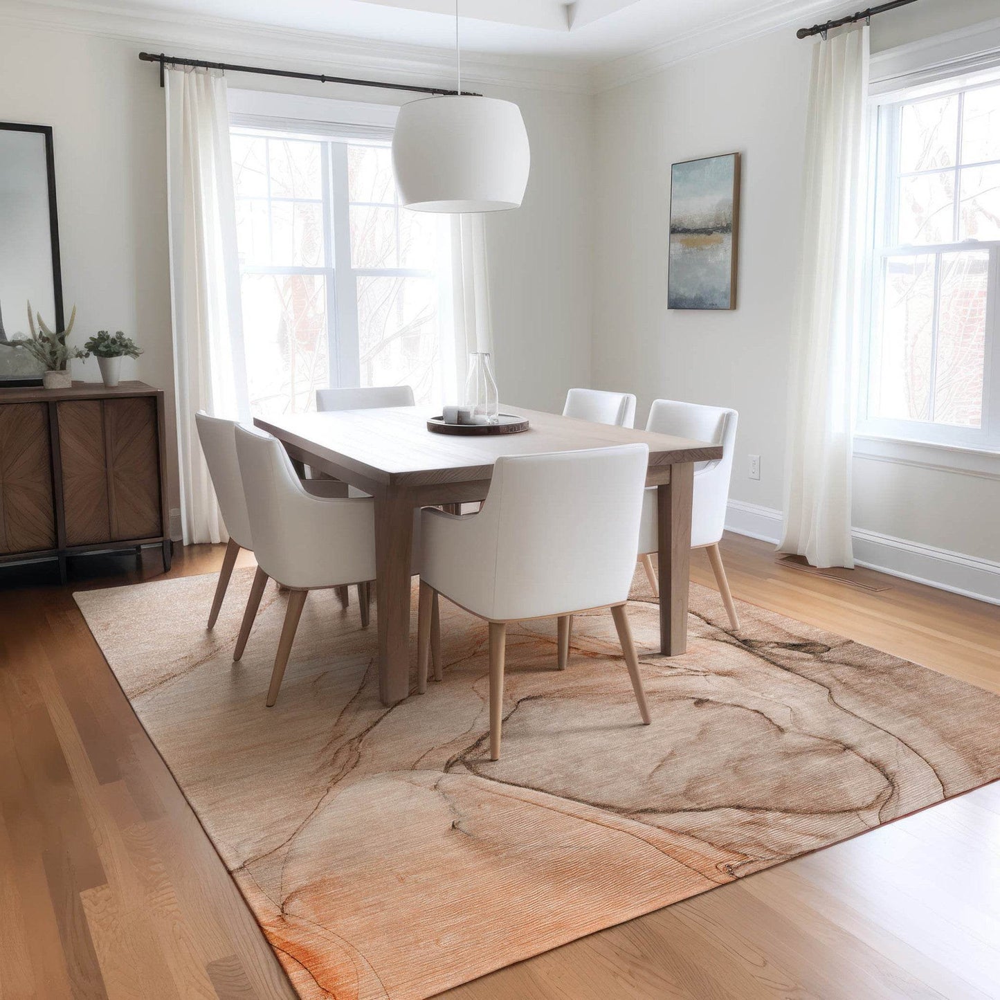 3' X 5' Gray and Orange Abstract Washable Non Skid Indoor Outdoor Area Rug - Loft&Timber