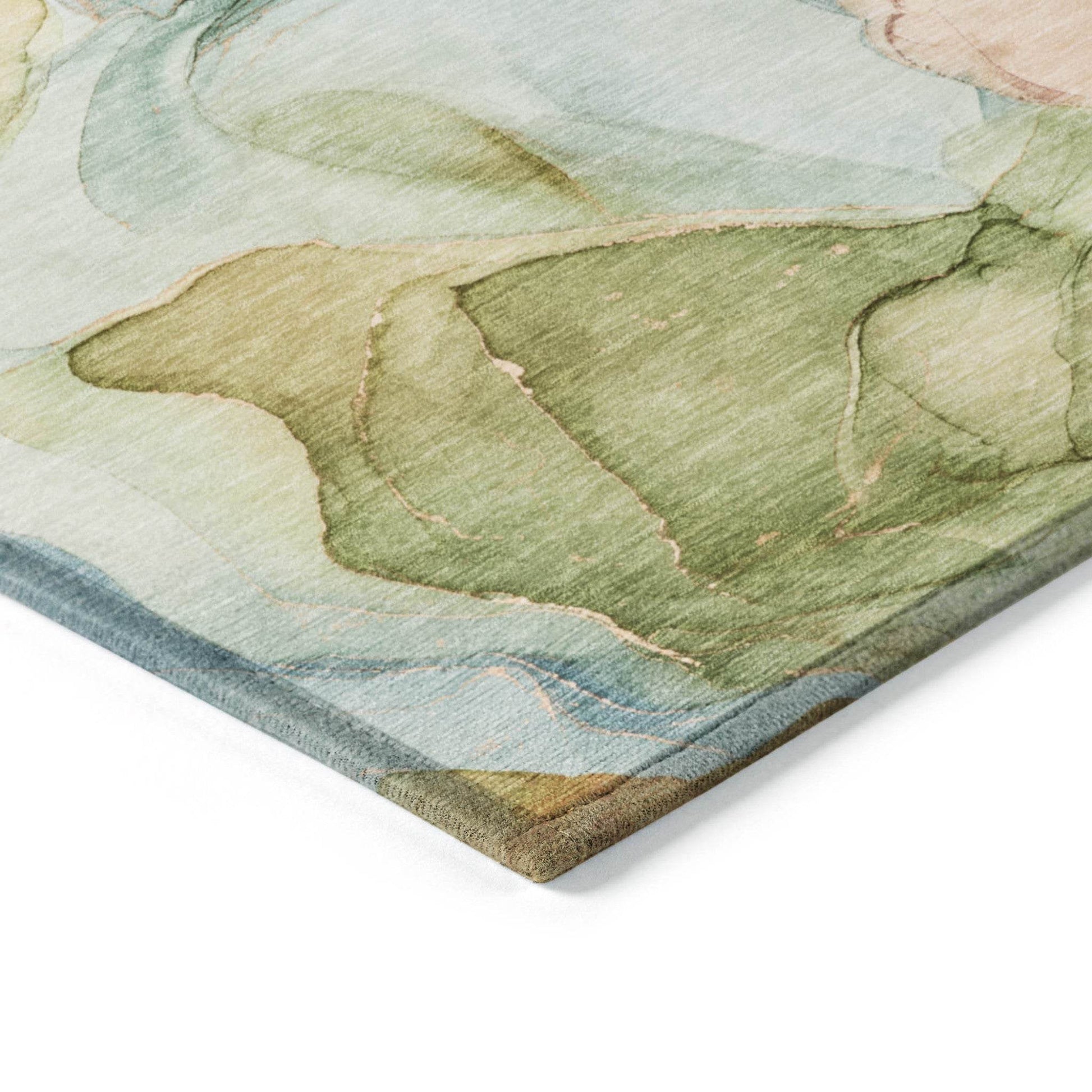 8' Runner Blue Abstract Washable Non Skid Indoor Outdoor Runner Rug - Loft&Timber