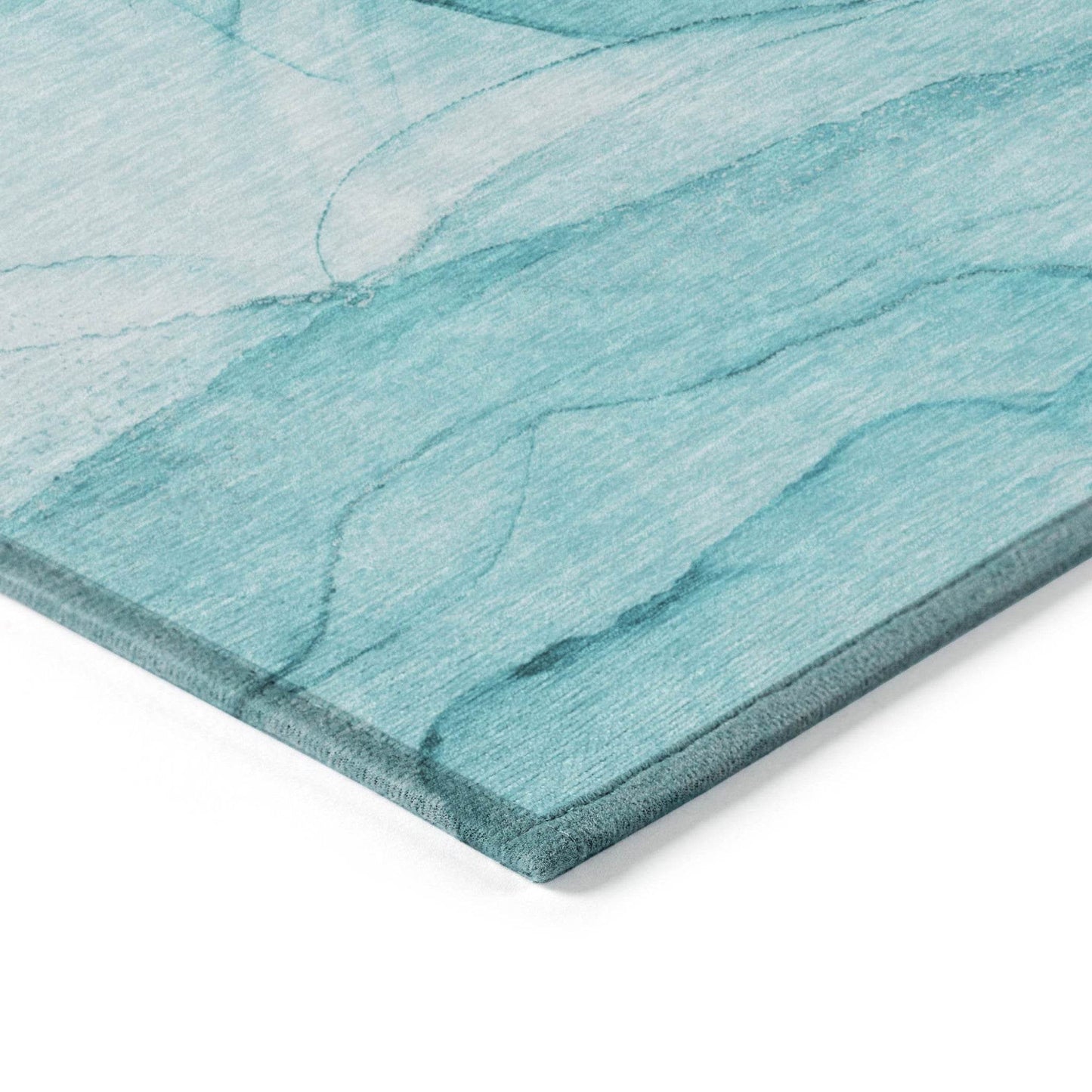 8' Runner Teal Abstract Washable Non Skid Indoor Outdoor Runner Rug - Loft&Timber