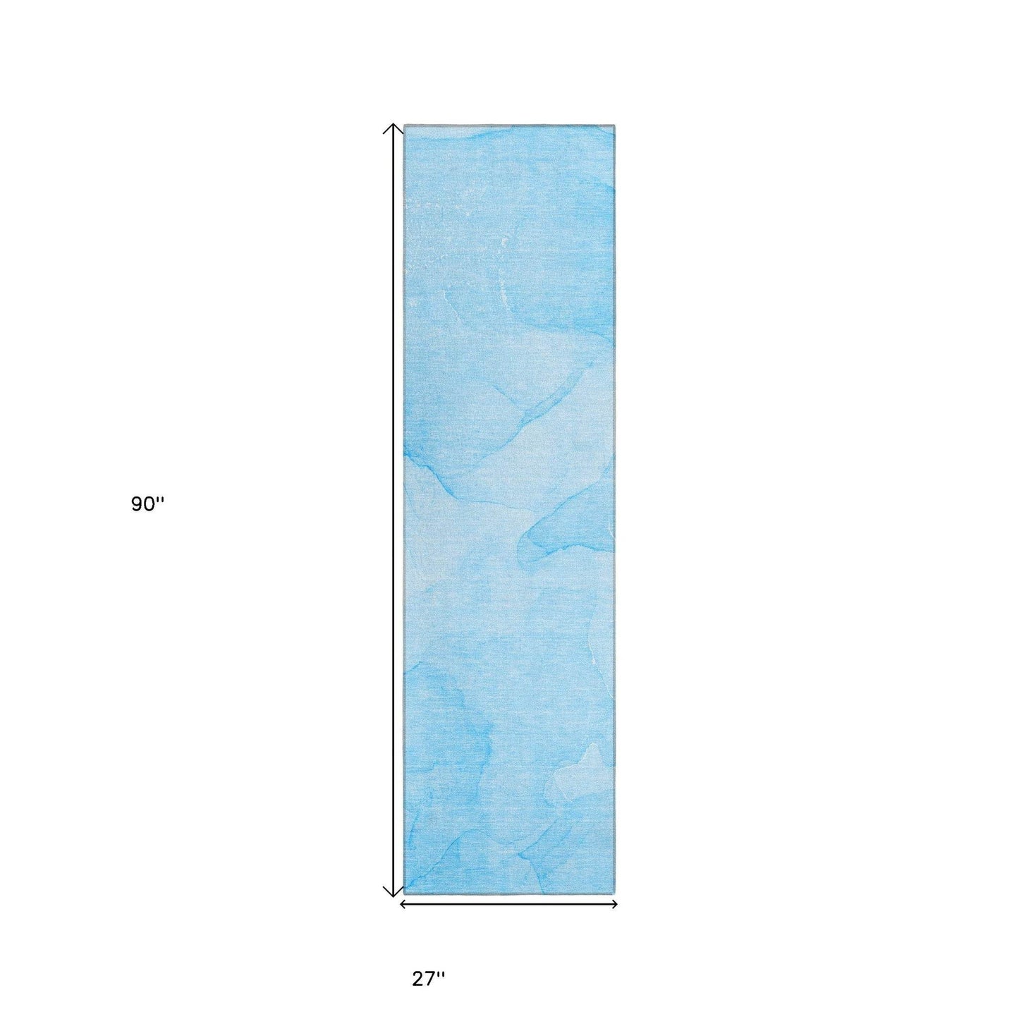 8' Runner Blue Abstract Washable Non Skid Indoor Outdoor Runner Rug - Loft&Timber