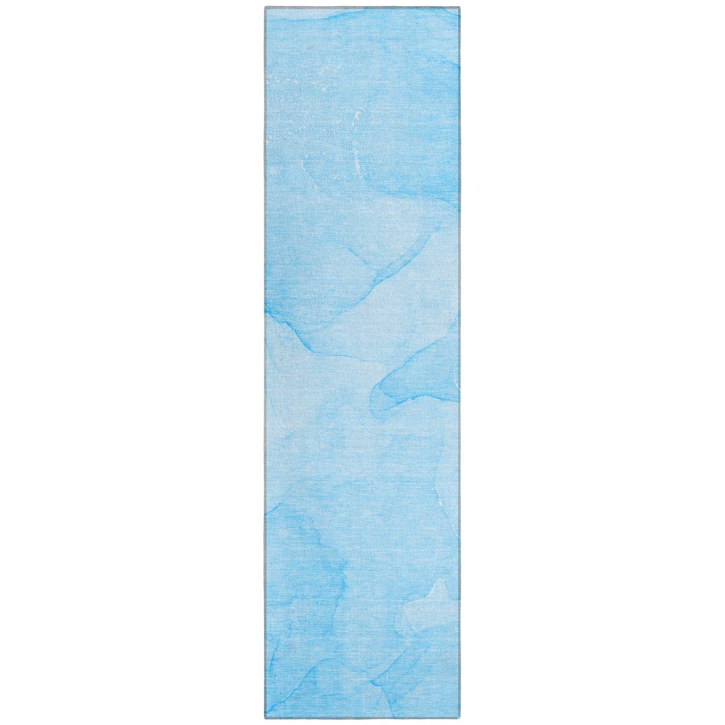 8' Runner Blue Abstract Washable Non Skid Indoor Outdoor Runner Rug - Loft&Timber