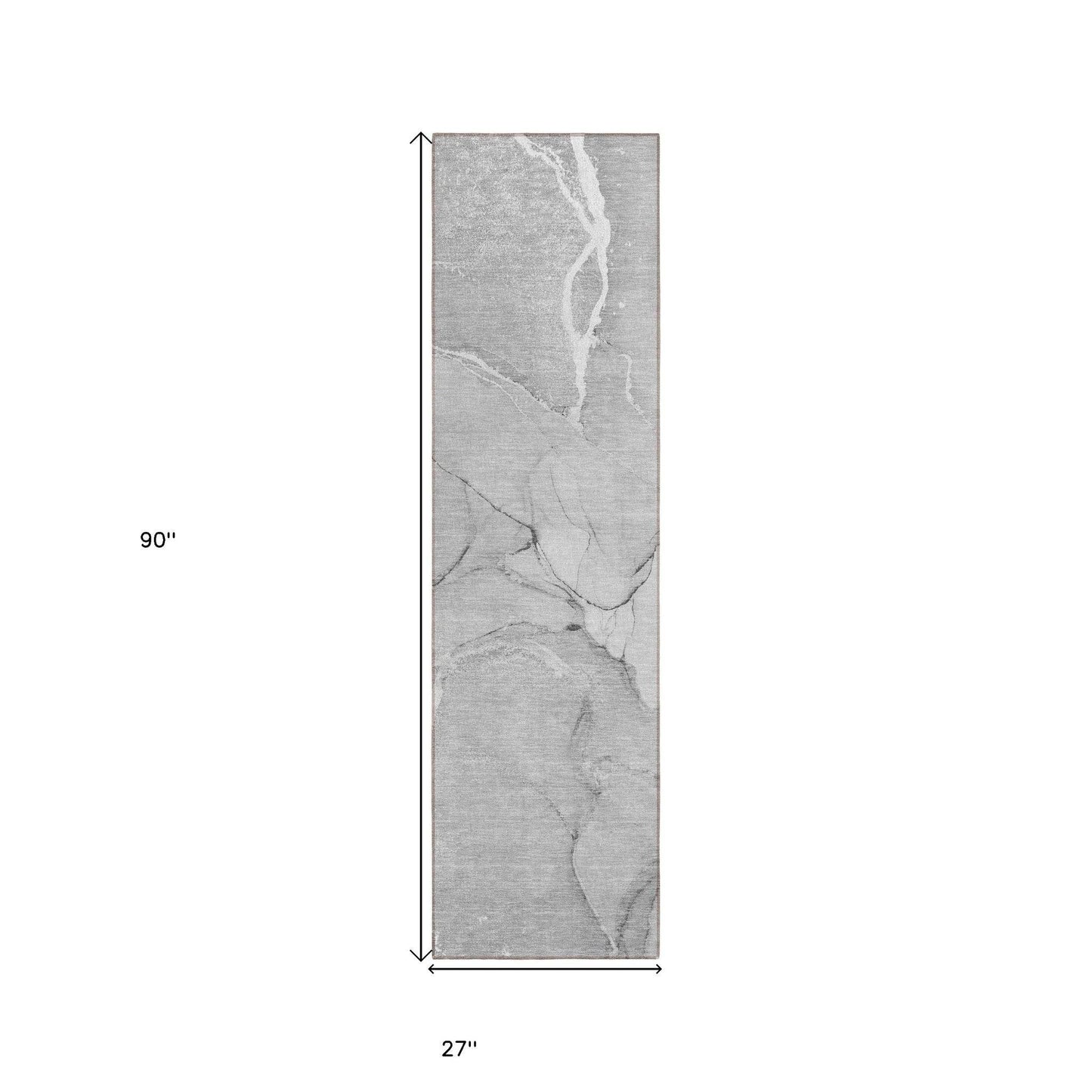 8' Runner Gray Abstract Washable Non Skid Indoor Outdoor Runner Rug - Loft&Timber