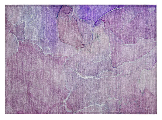 2' X 3' Purple Abstract Washable Non Skid Indoor Outdoor Area Rug - Loft&Timber