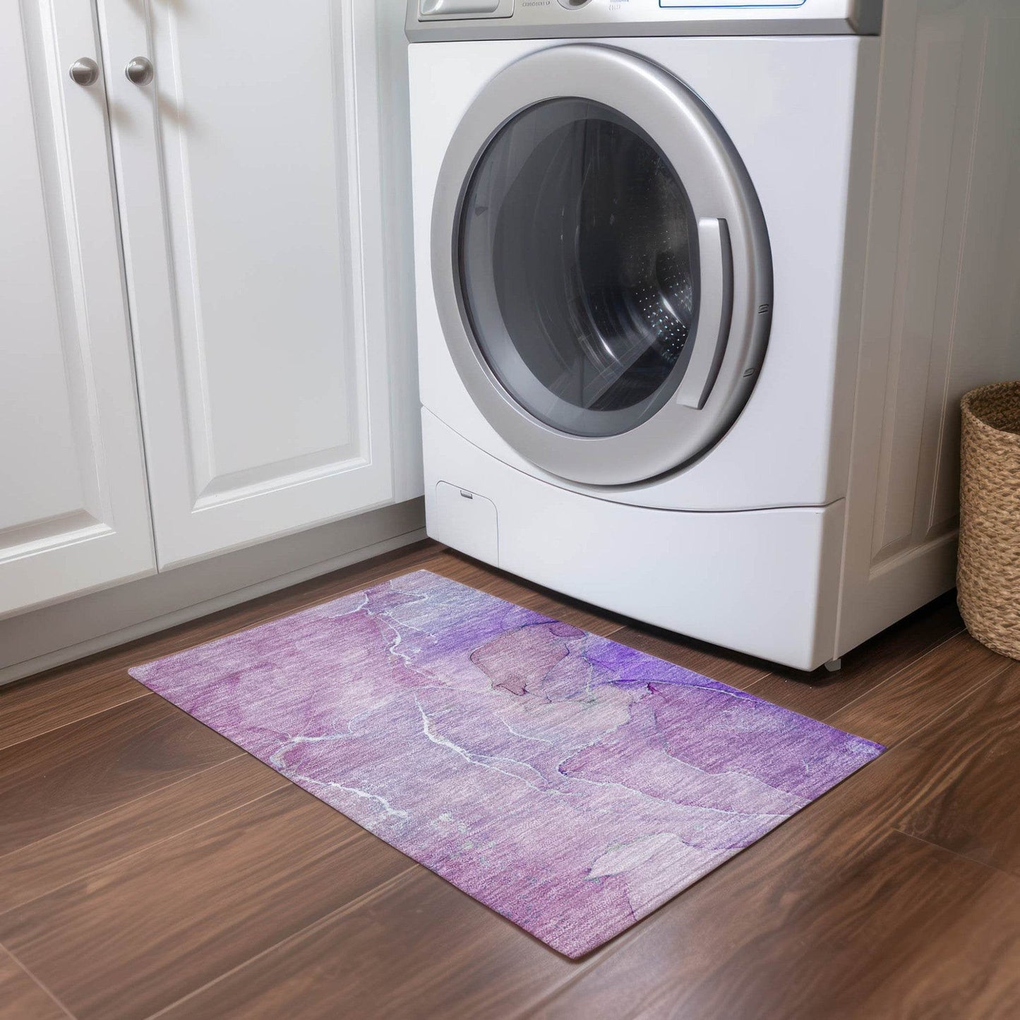 2' X 3' Purple Abstract Washable Non Skid Indoor Outdoor Area Rug - Loft&Timber