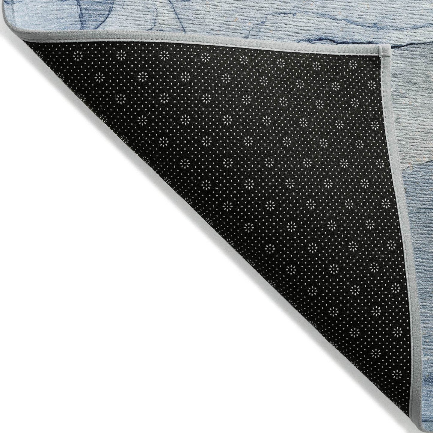 8' Runner Blue Abstract Washable Non Skid Indoor Outdoor Runner Rug - Loft&Timber