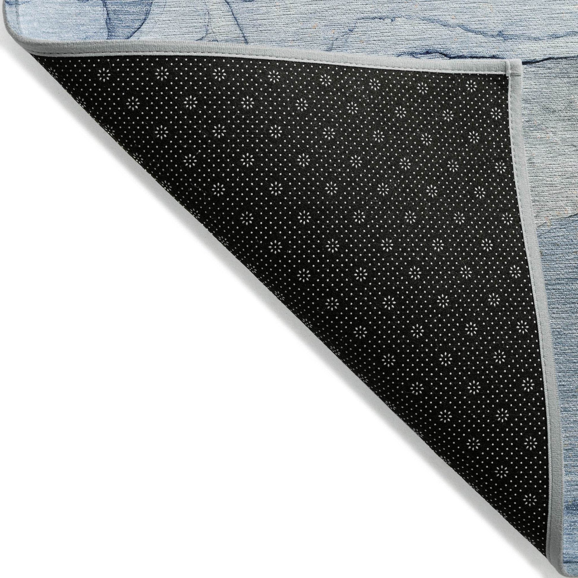 8' Runner Blue Abstract Washable Non Skid Indoor Outdoor Runner Rug - Loft&Timber