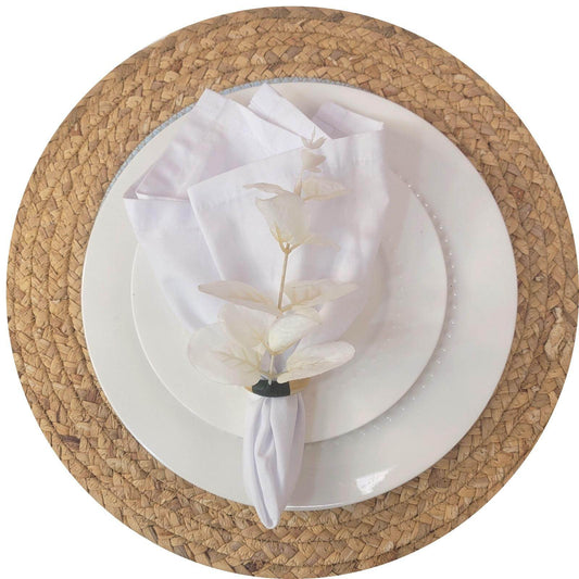 Set of 4 White Leaf Eucalyptus Napkin RingsRustic Napkin Ring, Minimalist Tabledecor, Oriental Tabledeco - Loft&Timber