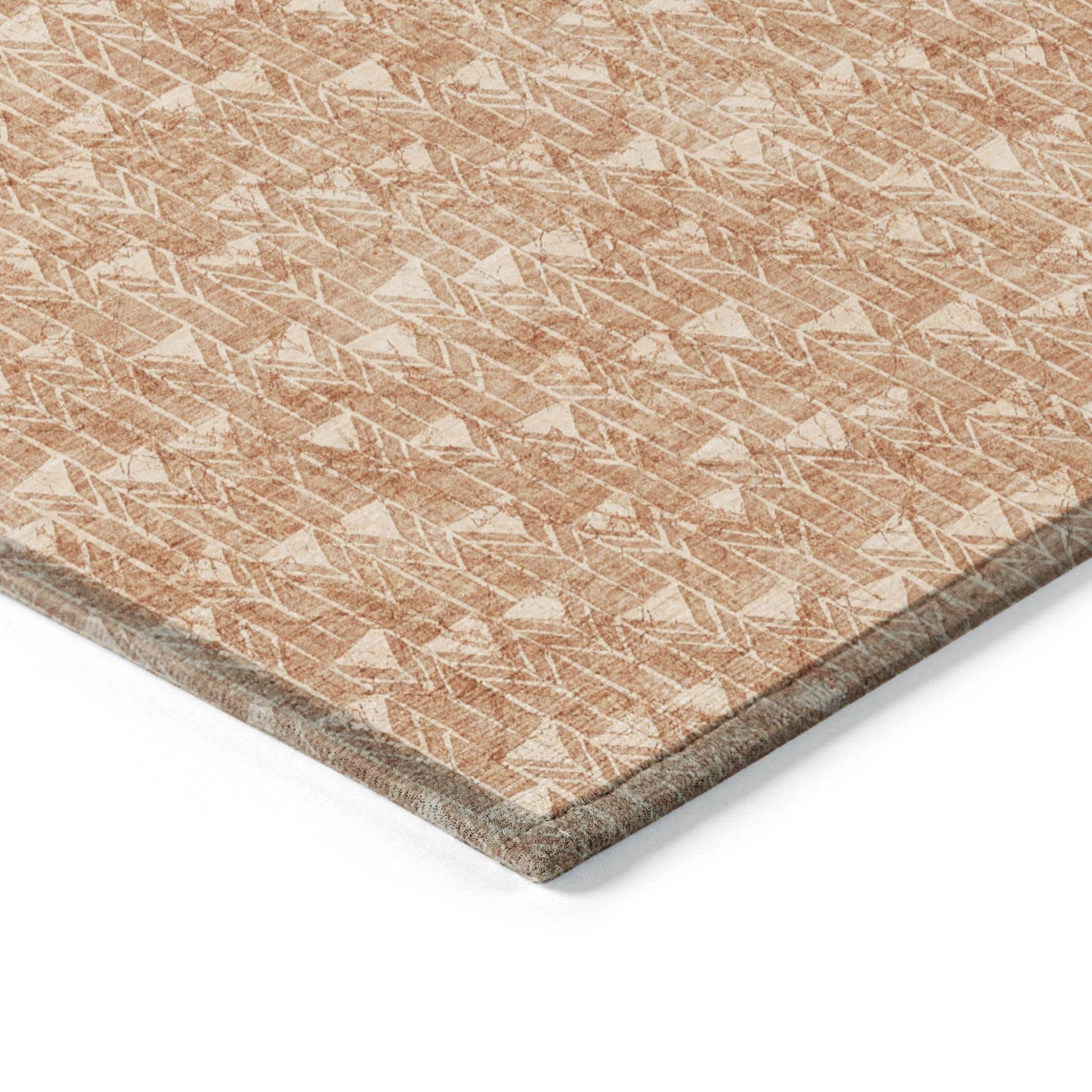 8' Runner Bronze Geometric Washable Non Skid Indoor Outdoor Runner Rug - Loft&Timber