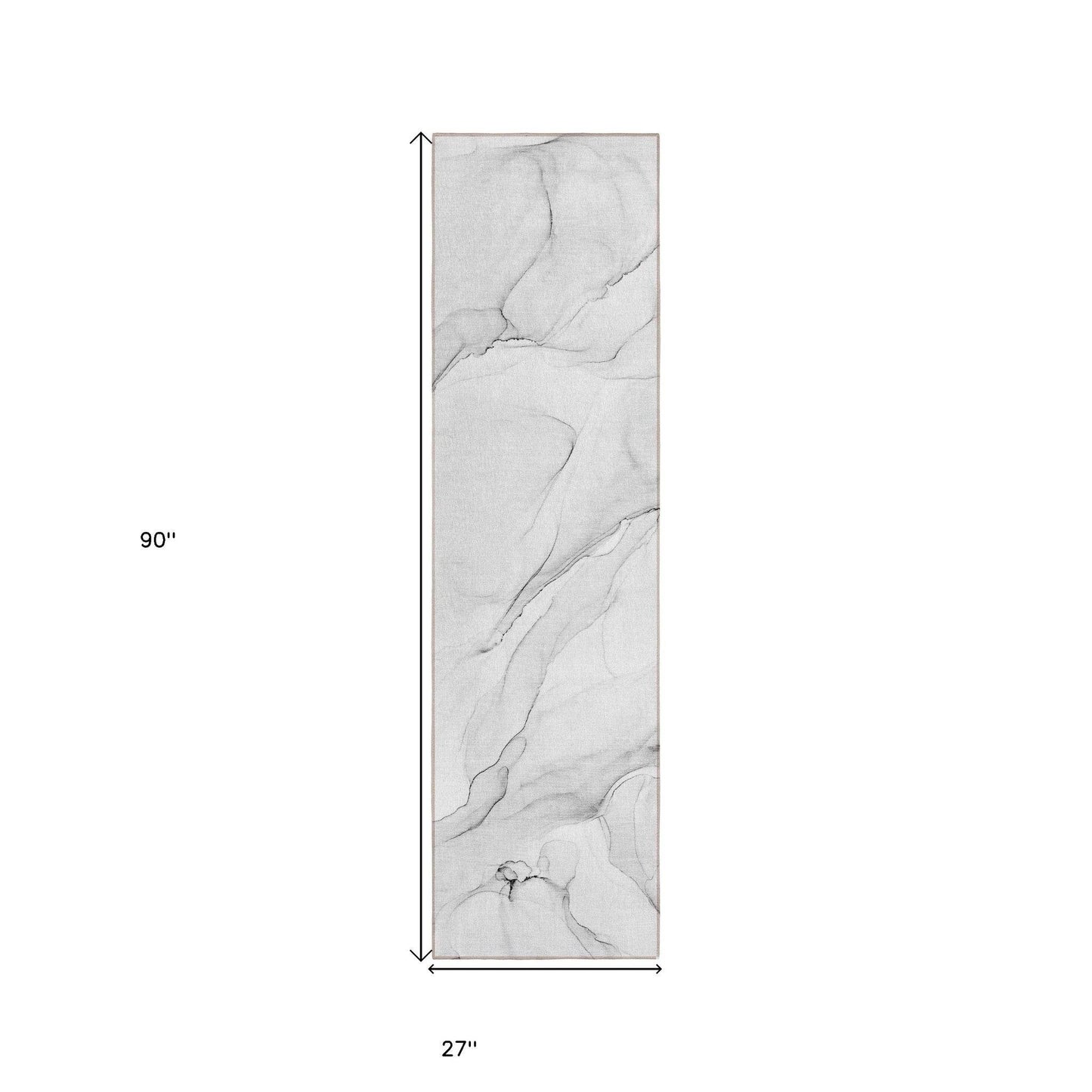 8' Runner Gray Abstract Washable Non Skid Indoor Outdoor Runner Rug - Loft&Timber