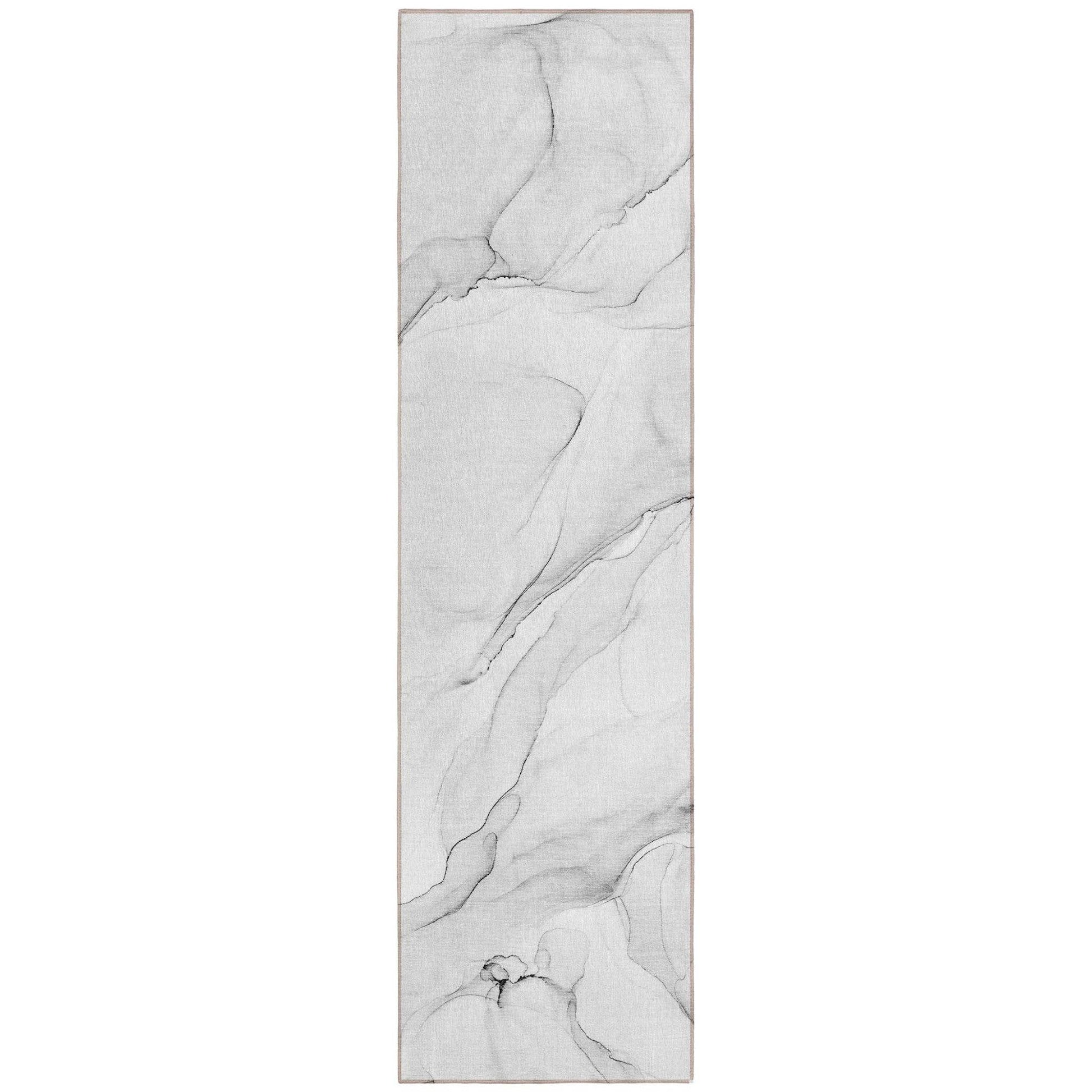 8' Runner Gray Abstract Washable Non Skid Indoor Outdoor Runner Rug - Loft&Timber