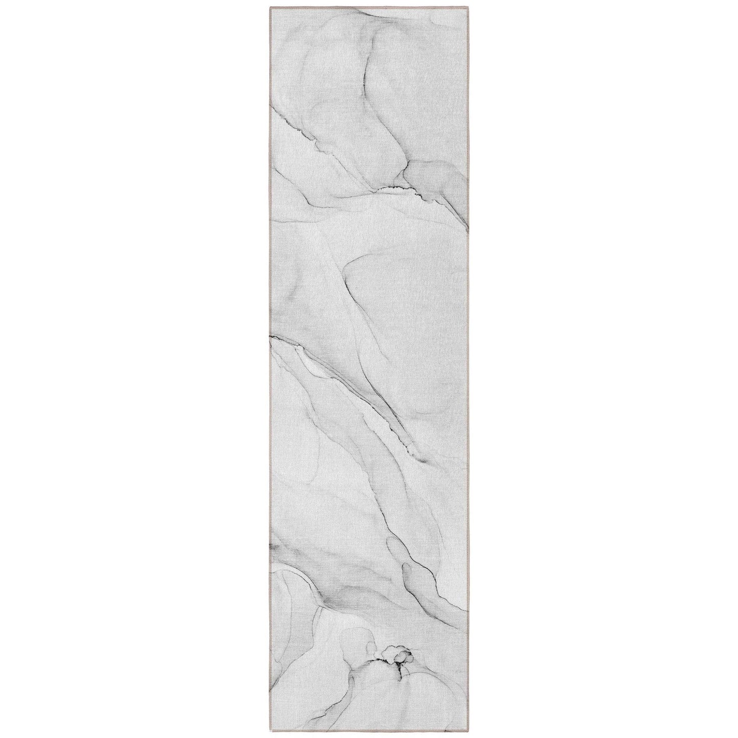 8' Runner Gray Abstract Washable Non Skid Indoor Outdoor Runner Rug - Loft&Timber