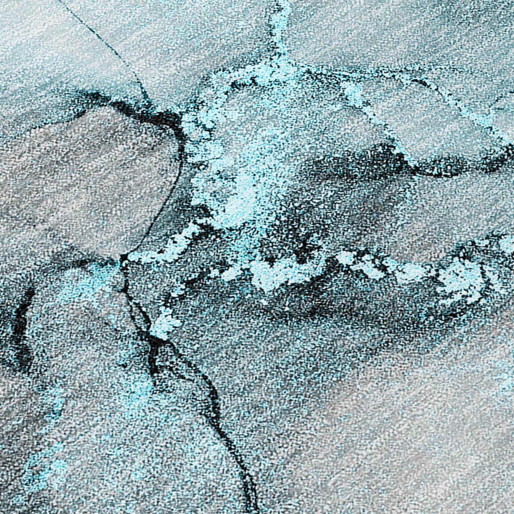 8' Runner Teal Abstract Washable Non Skid Indoor Outdoor Runner Rug - Loft&Timber