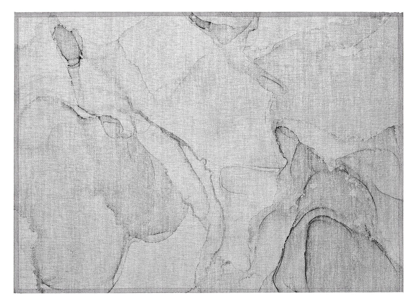 2' X 3' Silver Abstract Washable Non Skid Indoor Outdoor Area Rug - Loft&Timber