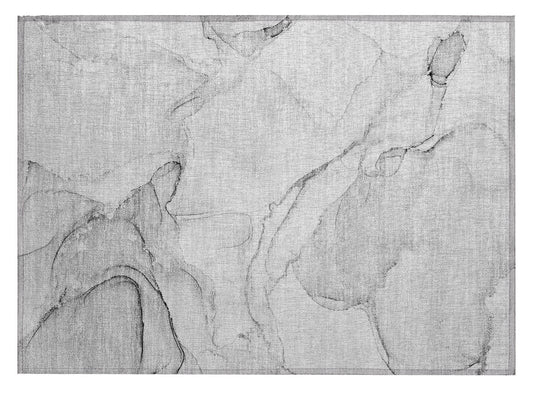 2' X 3' Silver Abstract Washable Non Skid Indoor Outdoor Area Rug - Loft&Timber