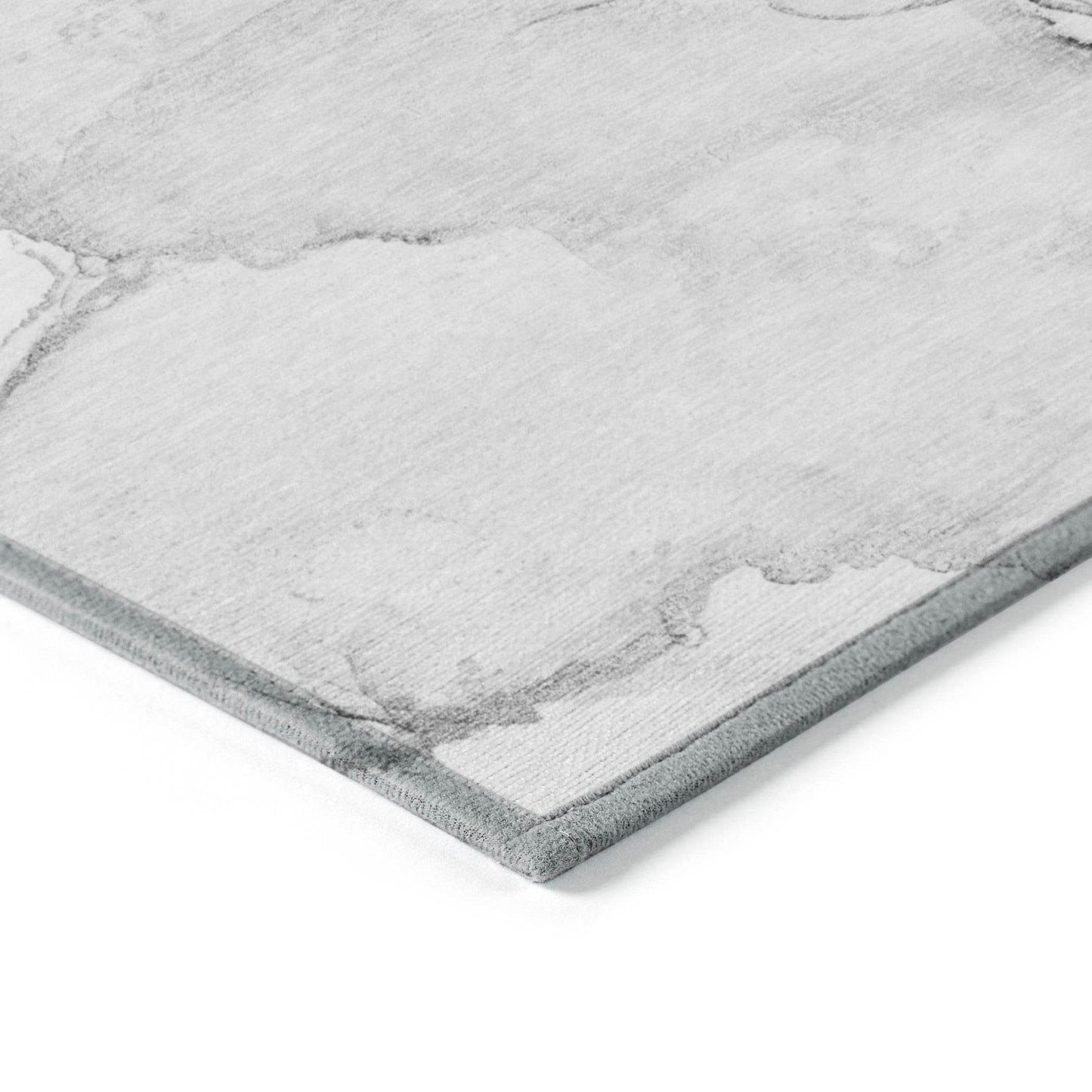 2' X 3' Silver Abstract Washable Non Skid Indoor Outdoor Area Rug - Loft&Timber