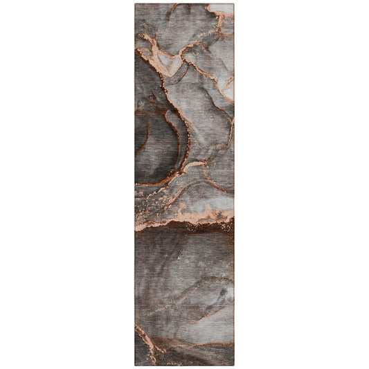 8' Runner Peach Abstract Washable Non Skid Indoor Outdoor Runner Rug - Loft&Timber