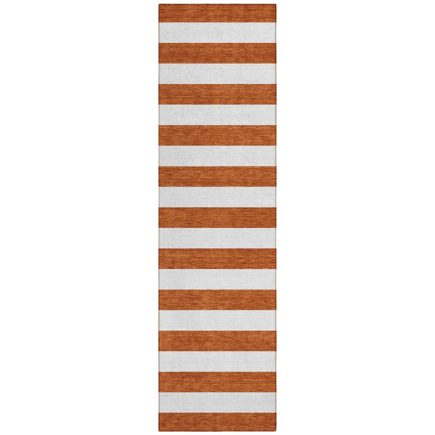 8' Runner Orange Striped Washable Non Skid Indoor Outdoor Runner Rug - Loft&Timber